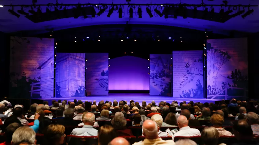 people attending show looking at stage